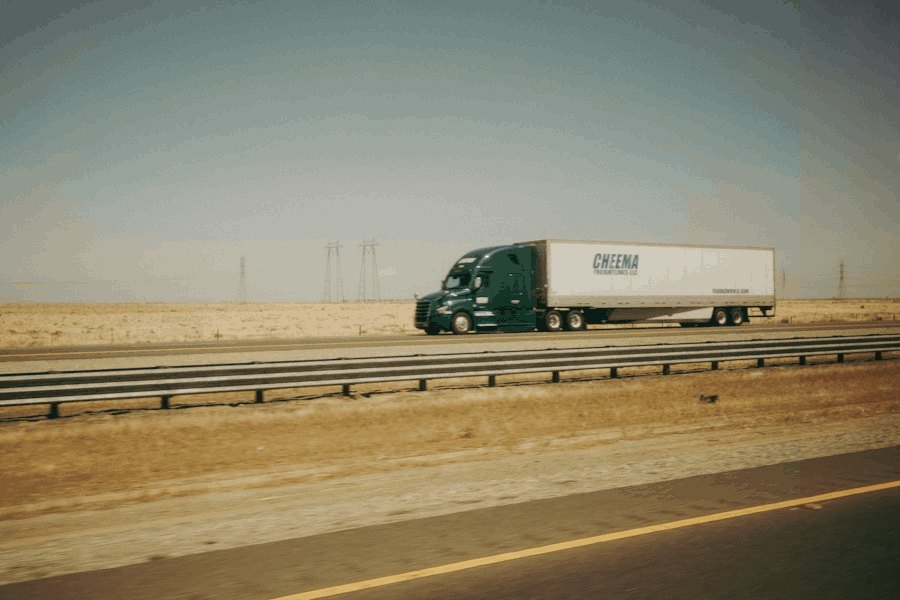 Lorry on a motorway in dry Spanish countryside